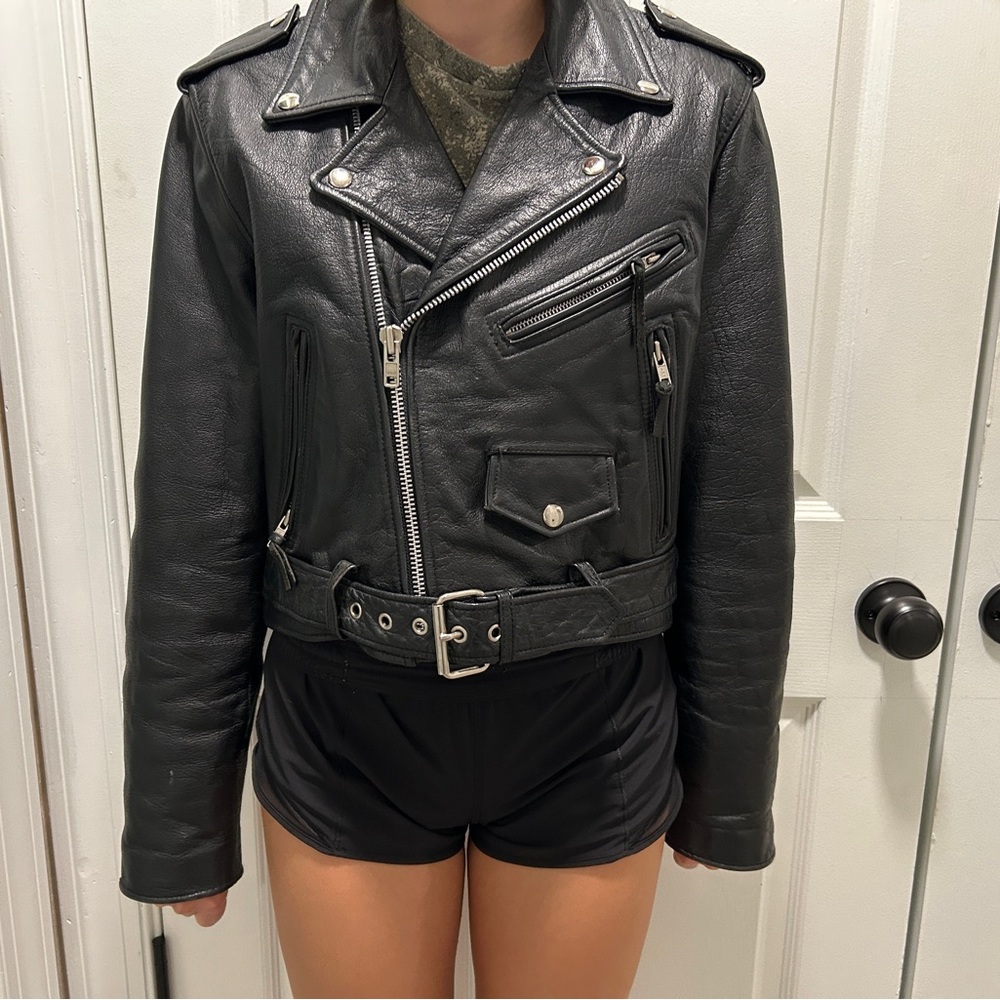 Vintage Black Leather Biker Jacket